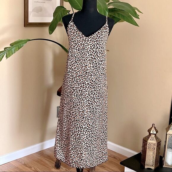Leopard Midi Slip Dress - Picture 1 of 10